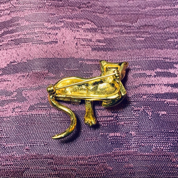 D’Orlan Paris Cat Green Swarovski Crystal Eyes Pin - Picture 4 of 4